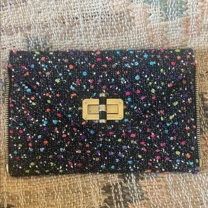 Diane Von Furstenburg DVF Secret Agent Karlie Tweed Confetti Colorful Clutch Bag